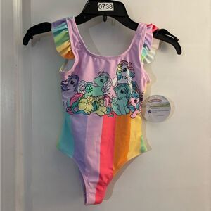 Colorful Rainbow Pony Girls Swimsuit Sz 4/5